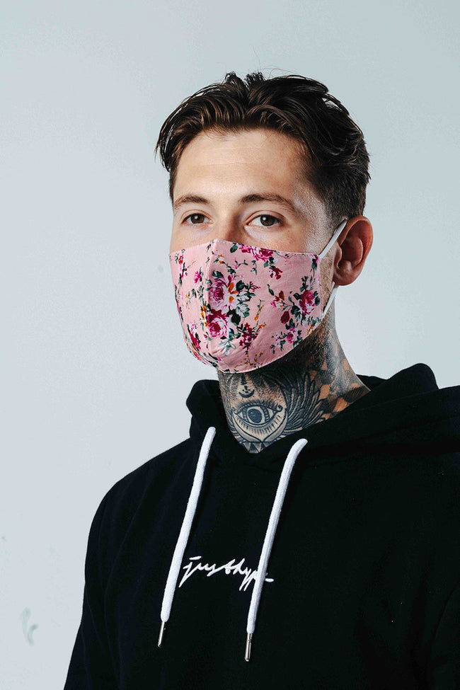 HYPE ADULT PINK FLORAL NUMBER ADJUSTABLE FACE MASK