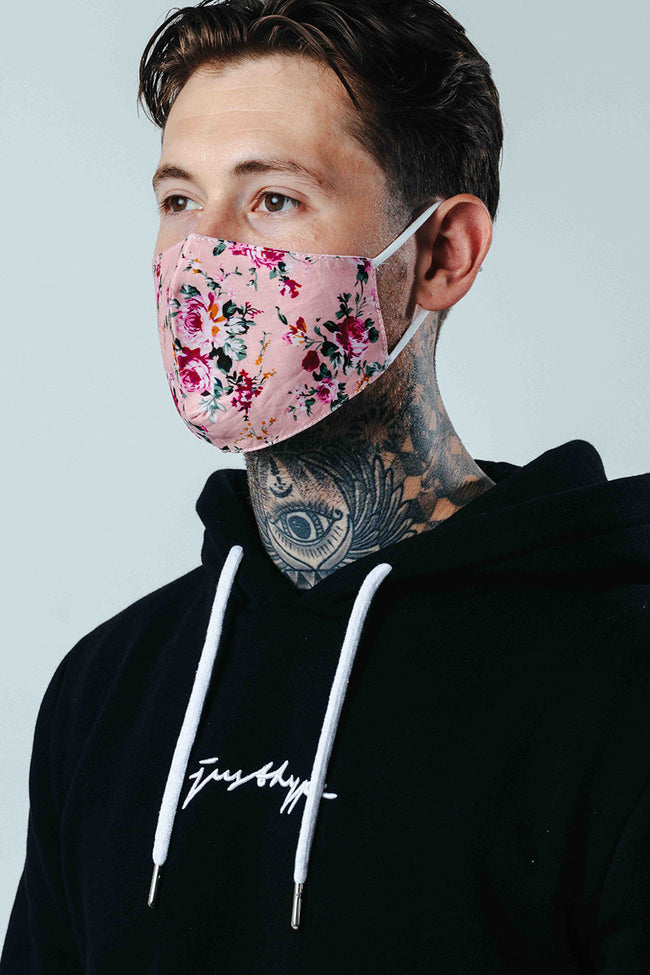 HYPE ADULT PINK FLORAL NUMBER ADJUSTABLE FACE MASK