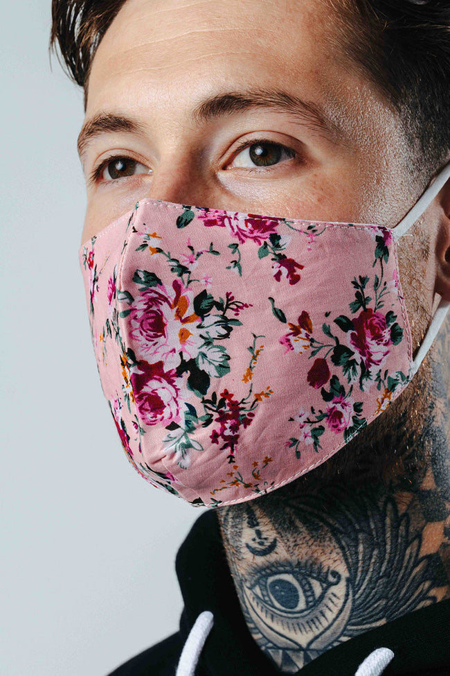 HYPE ADULT PINK FLORAL NUMBER ADJUSTABLE FACE MASK