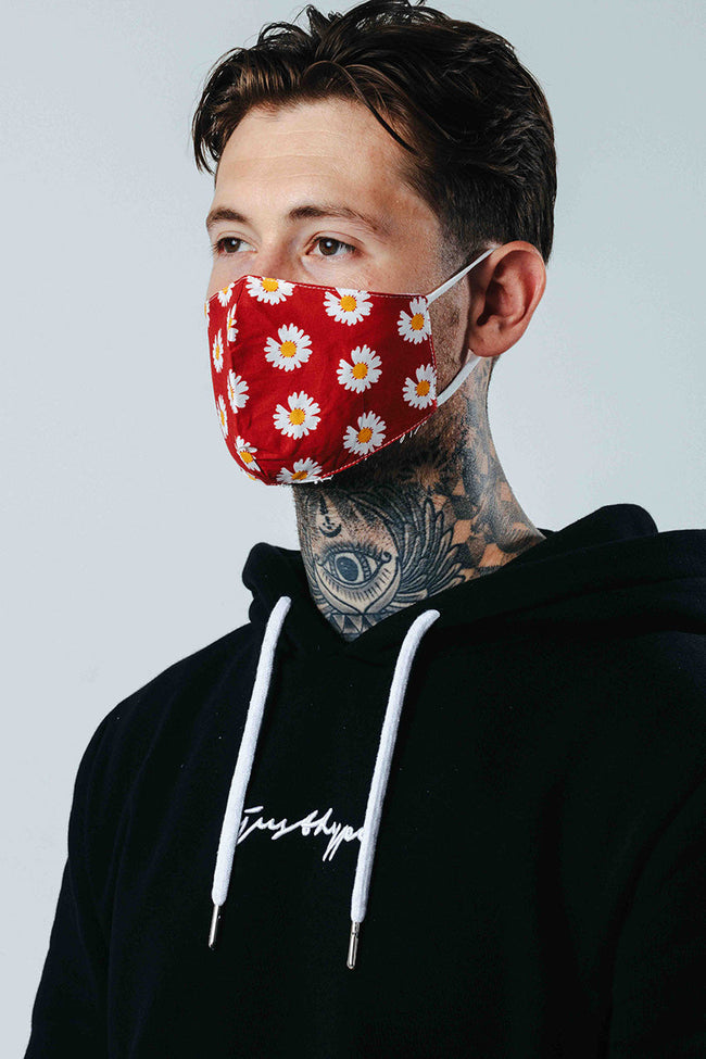 HYPE ADULT RED DAISY ADJUSTABLE FACE MASK