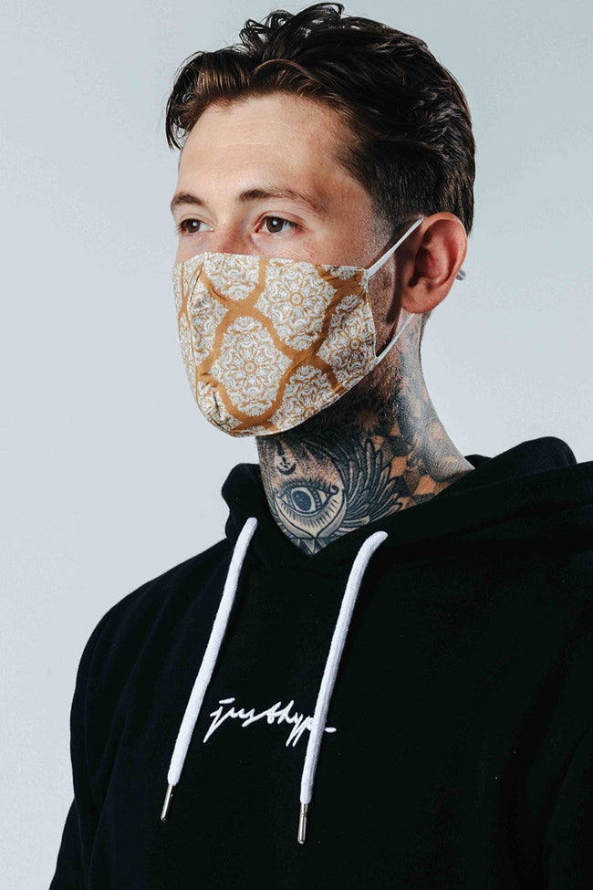 HYPE ADULT SAND DAMASK PATTERN ADJUSTABLE FACE MASK