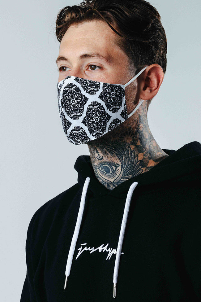 Hype Adult Mono Damask Pattern Adjustable Face Mask