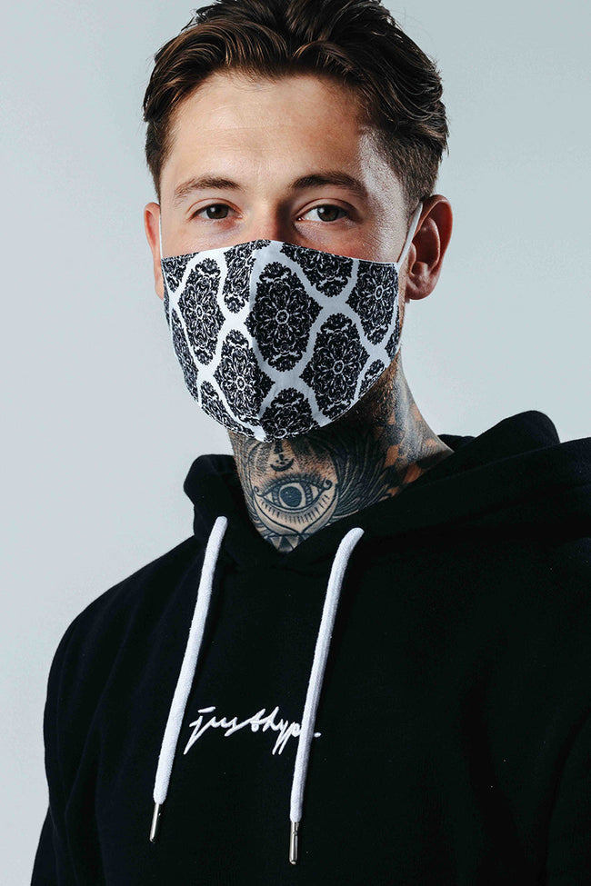 Hype Adult Mono Damask Pattern Adjustable Face Mask