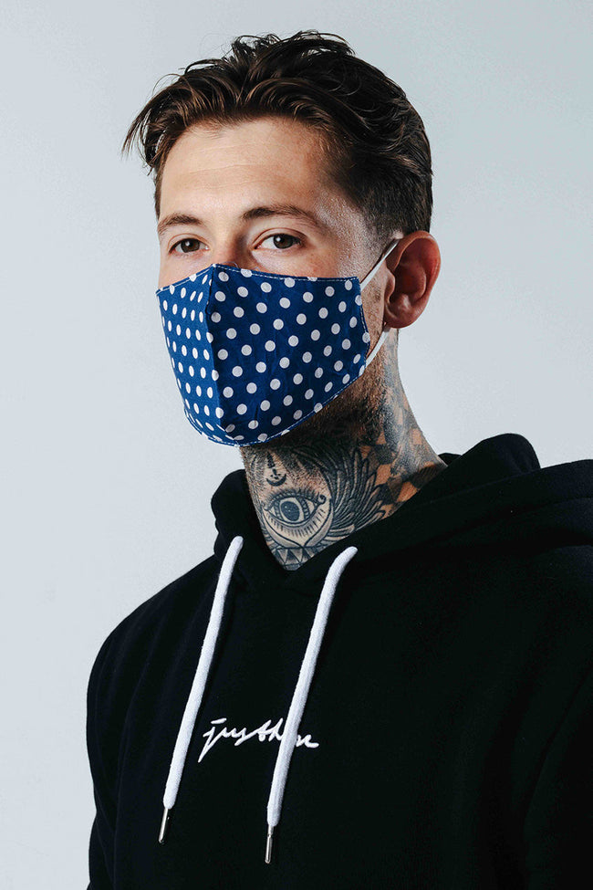 Hype Adult Blue Polka Adjustable Face Mask