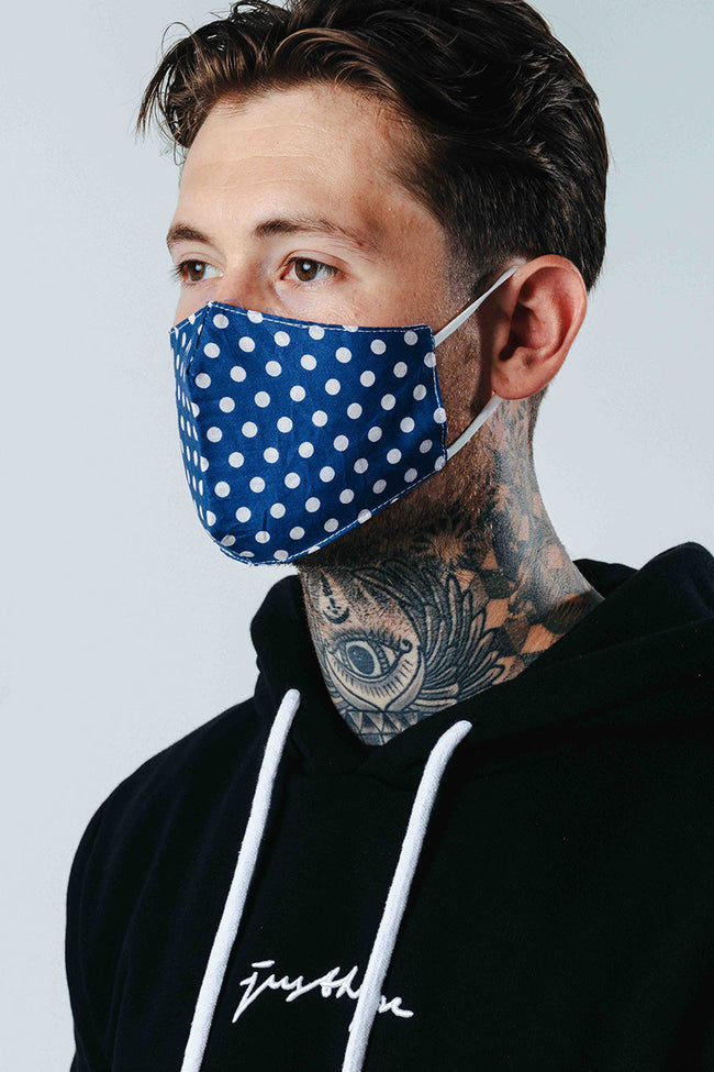 Hype Adult Blue Polka Adjustable Face Mask