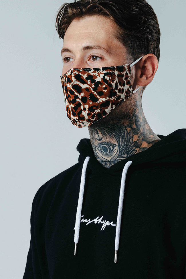 Hype Adult Brown Leopard Adjustable Face Mask