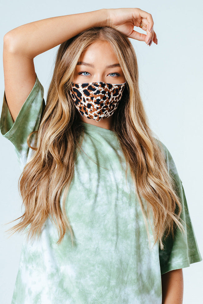 Hype Adult Brown Leopard Adjustable Face Mask