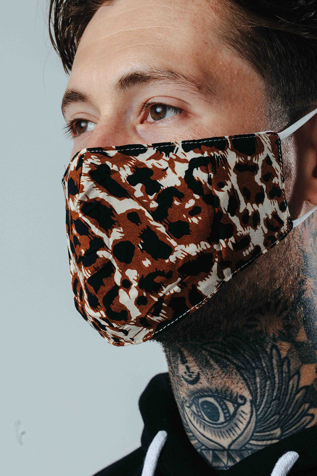 Hype Adult Brown Leopard Adjustable Face Mask