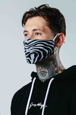 Hype Adult Grey Zebra Adjustable Face Mask