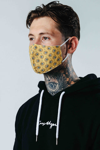 Hype Adult Yellow Polka Design Adjustable Face Mask