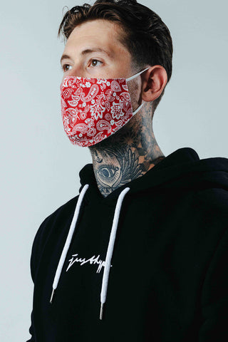 Hype Adult Red Bold Paisley Adjustable Face Mask