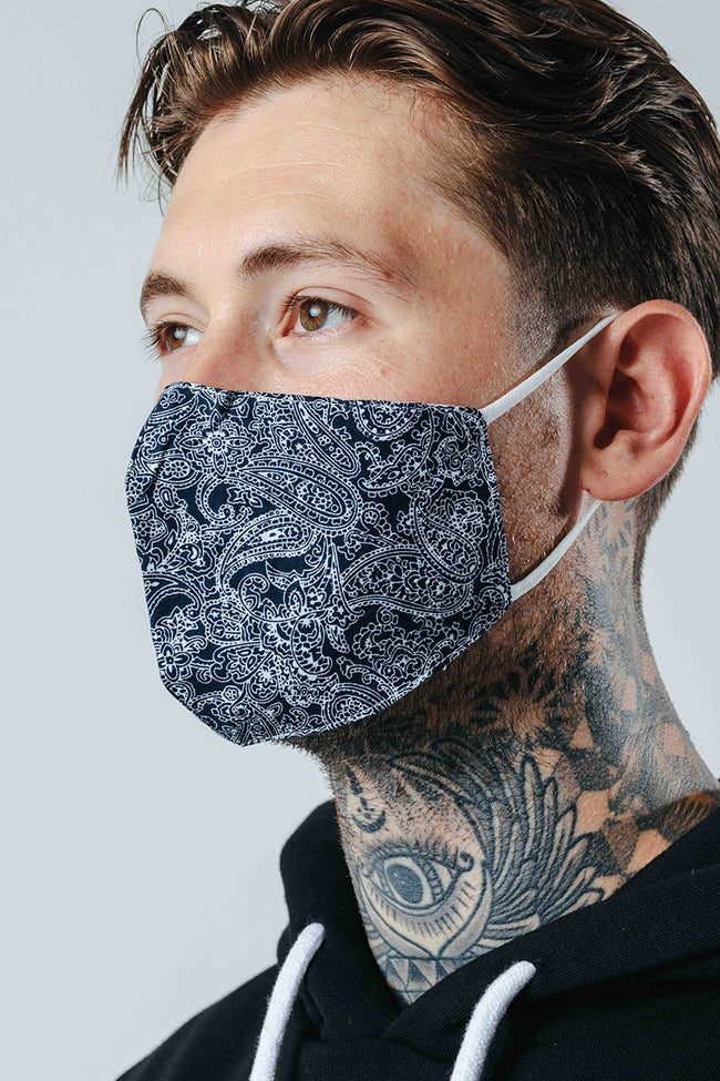 HYPE ADULT NAVY PAISLEY ADJUSTABLE FACE MASK