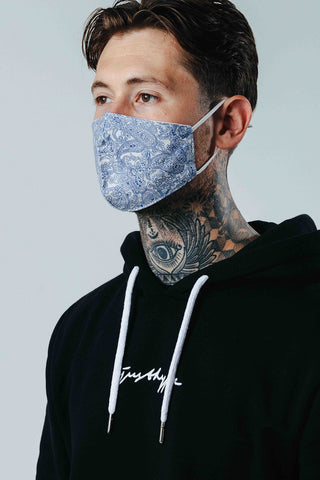 Hype Adult Light Blue Paisley Adjustable Face Mask