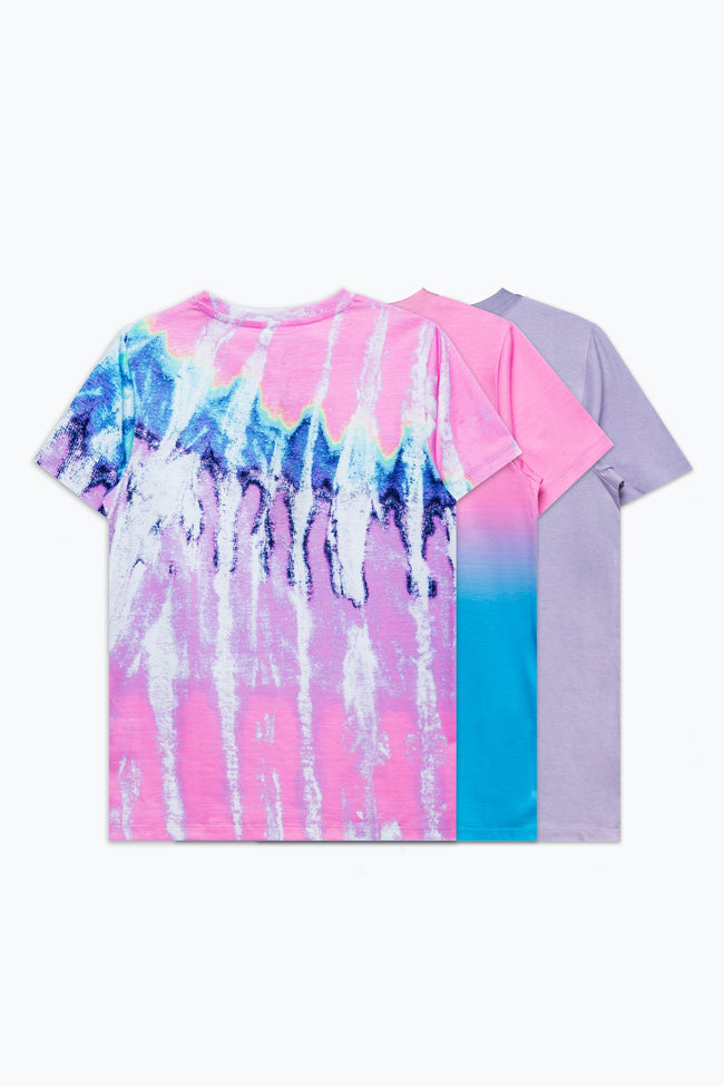 HYPE PINK LILAC FADE PRINT 3 PACK GIRLS T-SHIRT SET