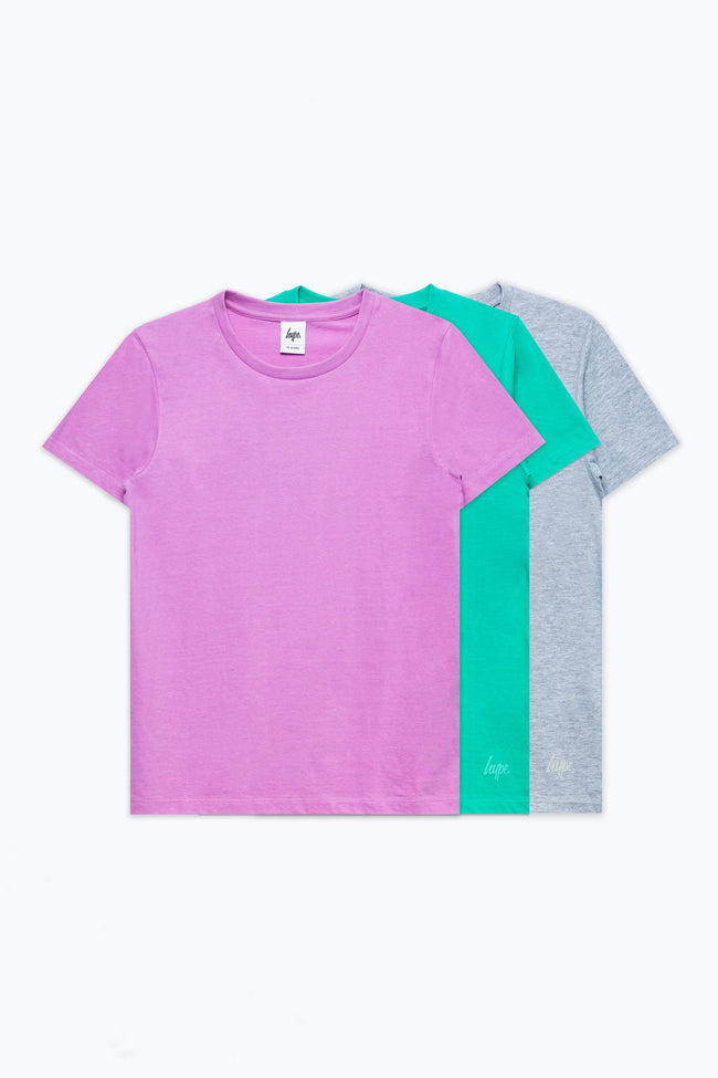 HYPE MINI SCRIPT MINT PINK GREY 3 PACK GIRLS T-SHIRT SET