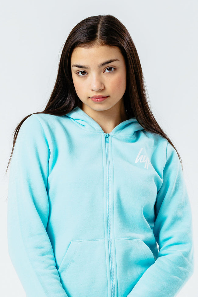 HYPE BABY BLUE ZIP THROUGH HOODIE GIRLS TRACKSUIT SET