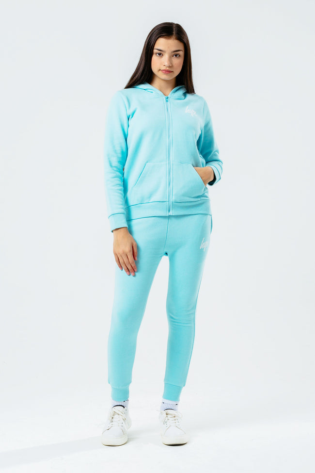 HYPE BABY BLUE ZIP THROUGH HOODIE GIRLS TRACKSUIT SET