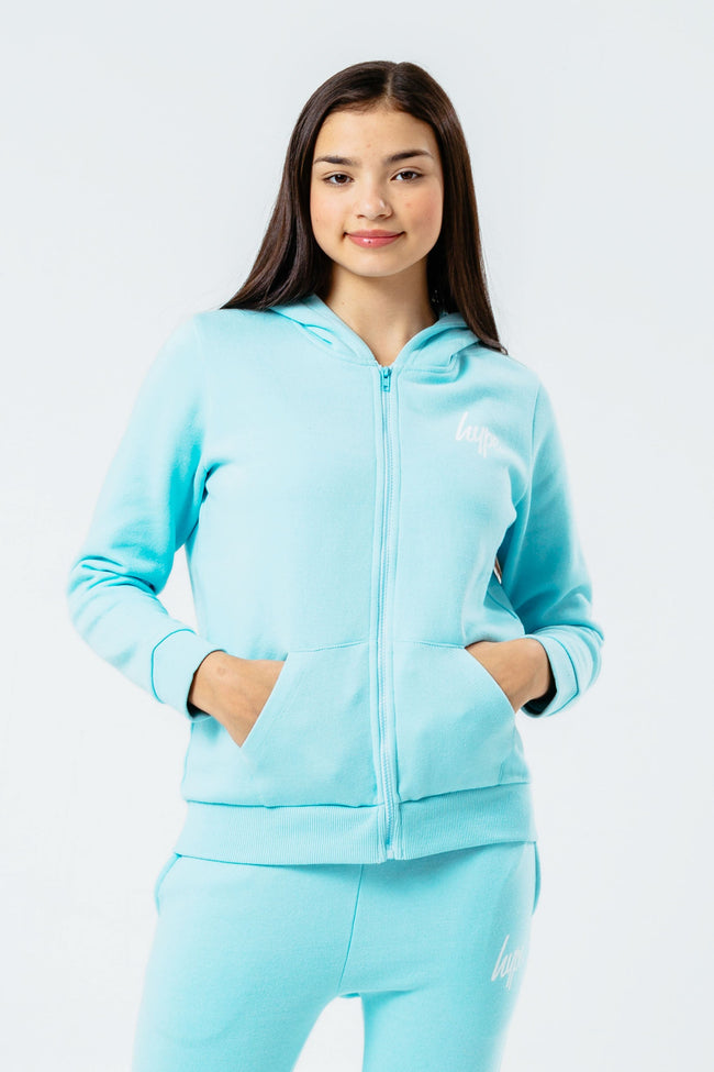 HYPE BABY BLUE ZIP THROUGH HOODIE GIRLS TRACKSUIT SET