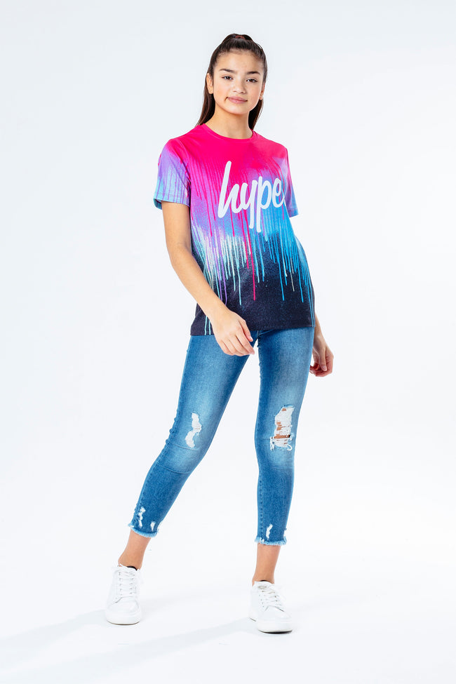 Hype Pink Spray Drips Kids T-Shirt