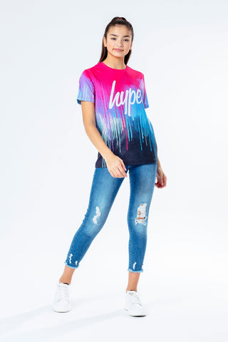 Hype Pink Spray Drips Kids T-Shirt