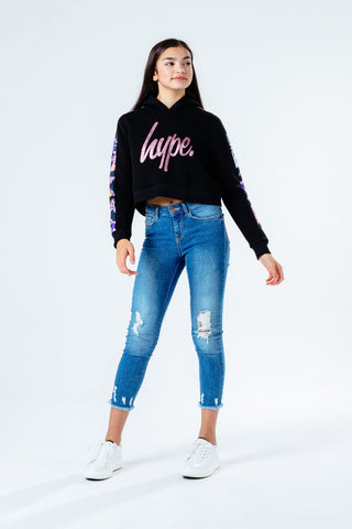 Hype Chic Animal Panel Kids Crop Pullover Hoodie