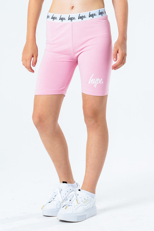 HYPE PINK SCRIPT GIRLS CYCLING SHORTS