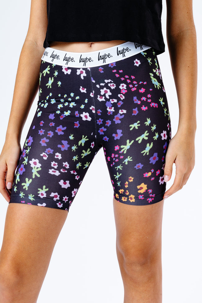 HYPE BLACK FLORAL DITSY KIDS CYCLING SHORTS