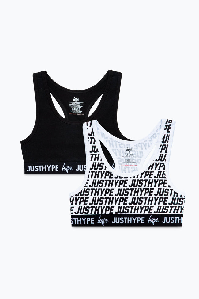 HYPE GIRLS BLACK WHITE JUST HYPE 2 PACK BRALETTES