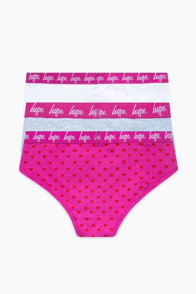 HYPE GIRLS PINK HEART 3 PACK BRIEFS