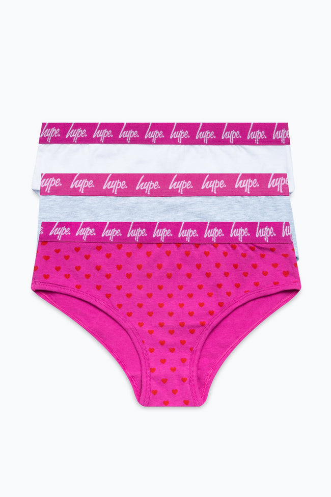 HYPE GIRLS PINK HEART 3 PACK BRIEFS