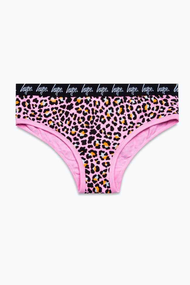 HYPE GIRLS PINK BLACK DISCO LEOPARD PACK BRIEFS