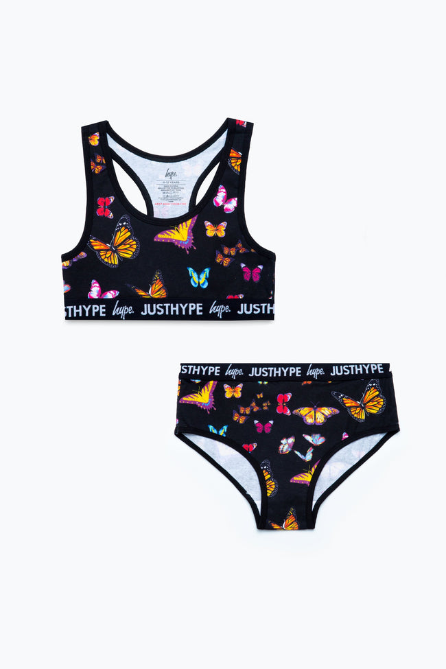 HYPE GIRLS BLACK BUTTERFLY UNDERWEAR SET