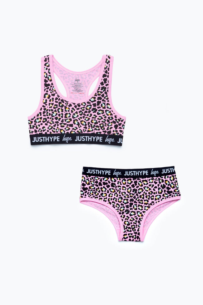 HYPE GIRLS PINK DISCO LEOPARD UNDERWEAR SET