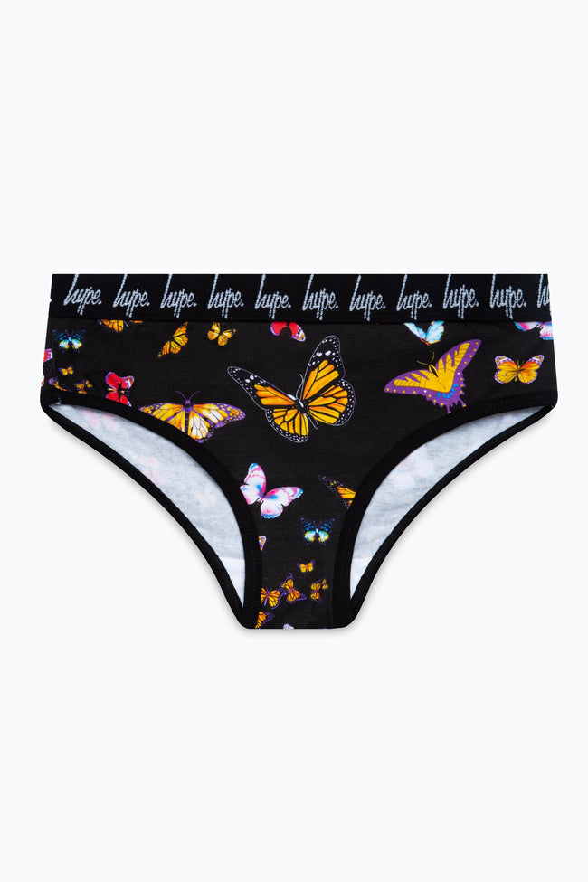 HYPE GIRLS BLACK GREY BUTTERFLY 3 PACK BRIEFS