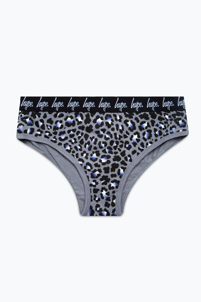 HYPE GIRLS BLACK BLUE LEOPARD 3 PACK BRIEFS