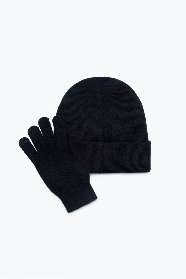 Hype Black Hat & Gloves Kids Accessories Set