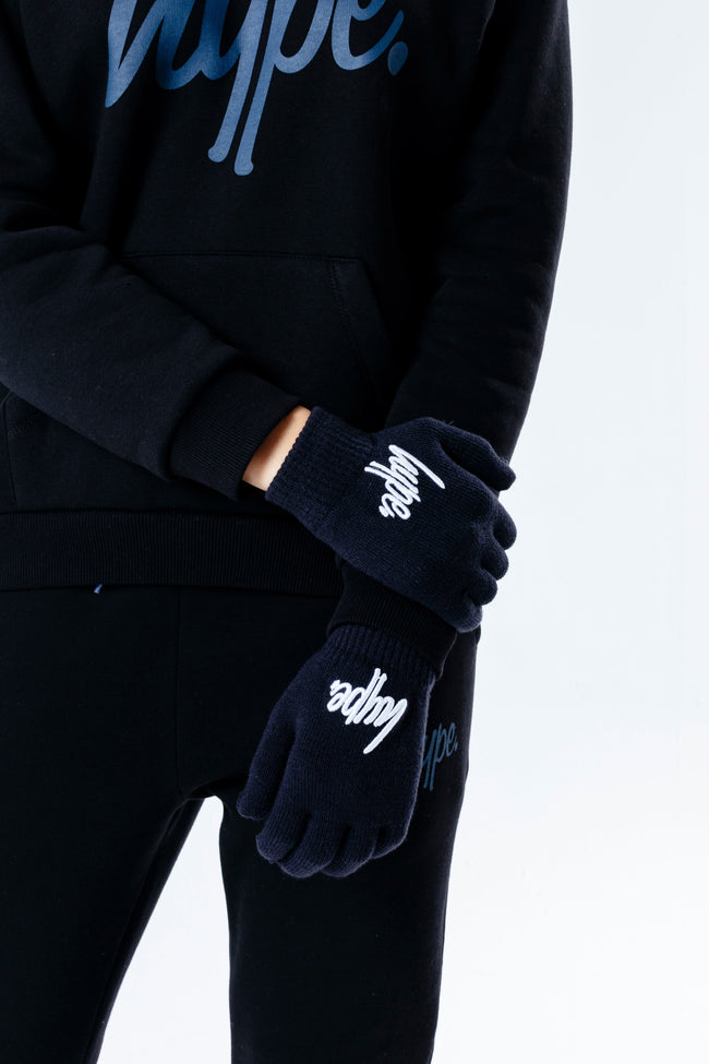 Hype Navy Hat & Gloves Kids Accessories Set