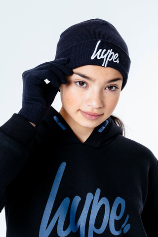 Hype Navy Hat & Gloves Kids Accessories Set