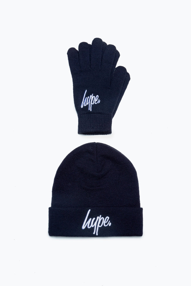 Hype Navy Hat & Gloves Kids Accessories Set