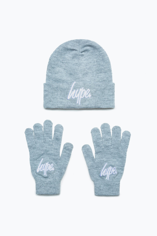 Hype Grey Hat & Gloves Kids Accessories Set