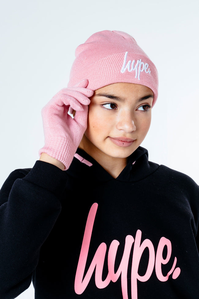 HYPE PINK HAT & GLOVES GIRLS ACCESSORIES SET