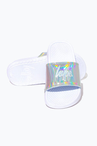 HYPE SILVER HOLOGRAPHIC CREST SLIDERS