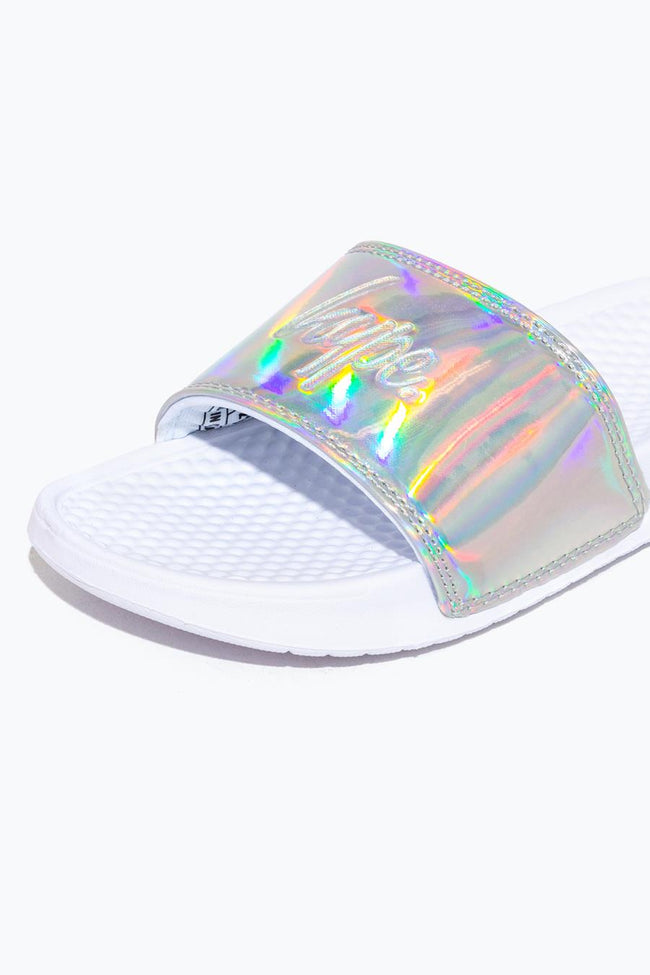 HYPE SILVER HOLOGRAPHIC CREST SLIDERS