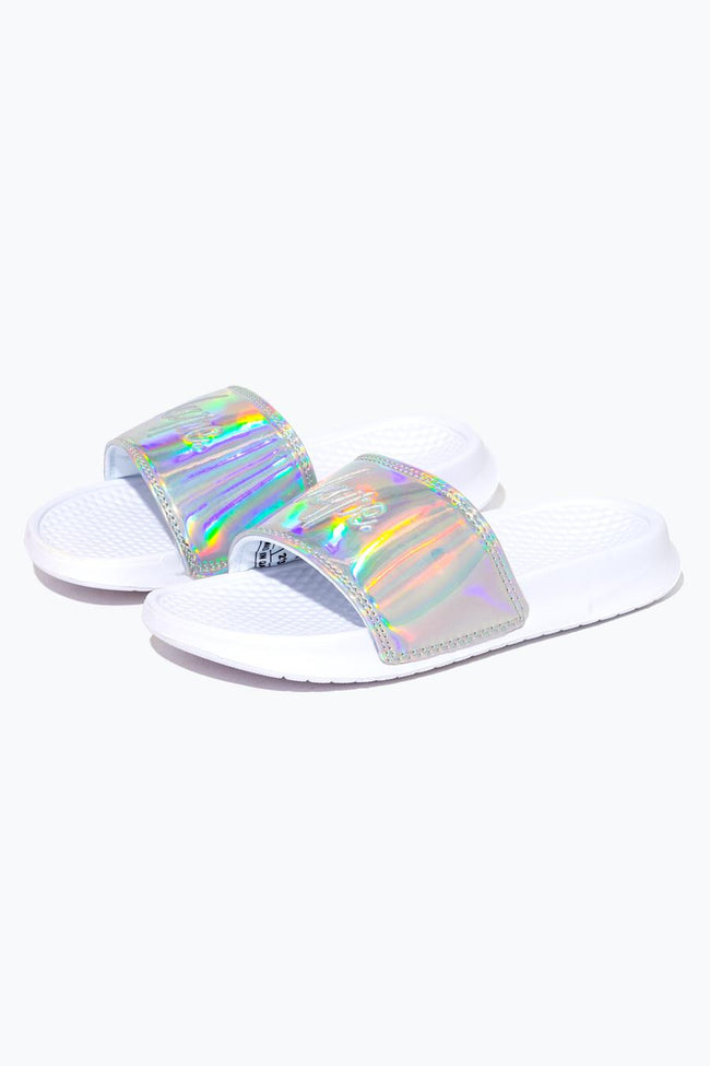 HYPE SILVER HOLOGRAPHIC CREST SLIDERS