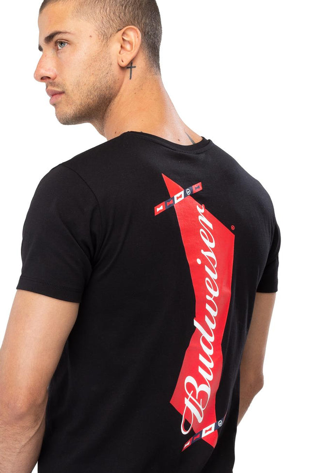 HYPE BUDWEISER BOW TIE PRINT MENS T-SHIRT