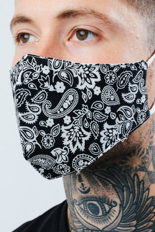 Hype Adult Black Paisley Print Face Mask