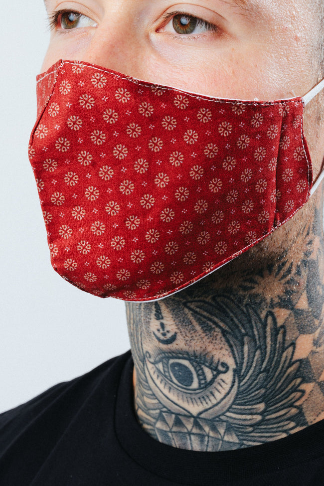 Hype Adult Red Floral Repeat Face Mask