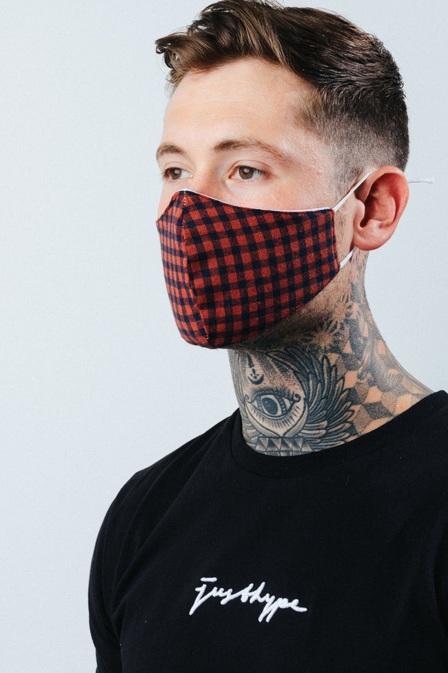 HYPE ADULT RUST CHECKERED FACE MASK