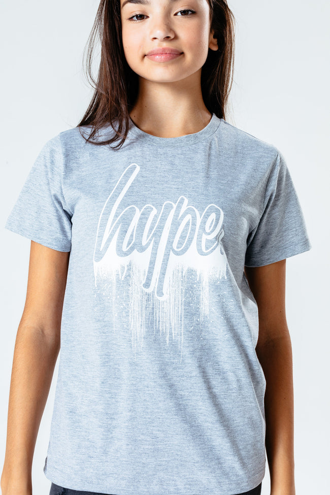 Hype Grey Drips Script Kids T-Shirt