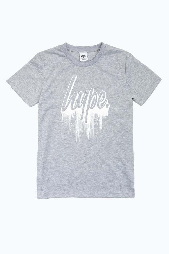 Hype Grey Drips Script Kids T-Shirt